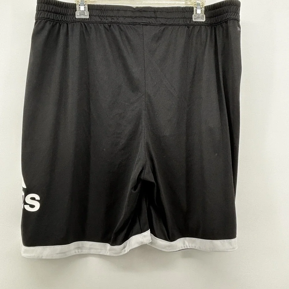 Adidas Black Athletic Basketball SoccerShorts with White 3 Side Stripes Size 2XL